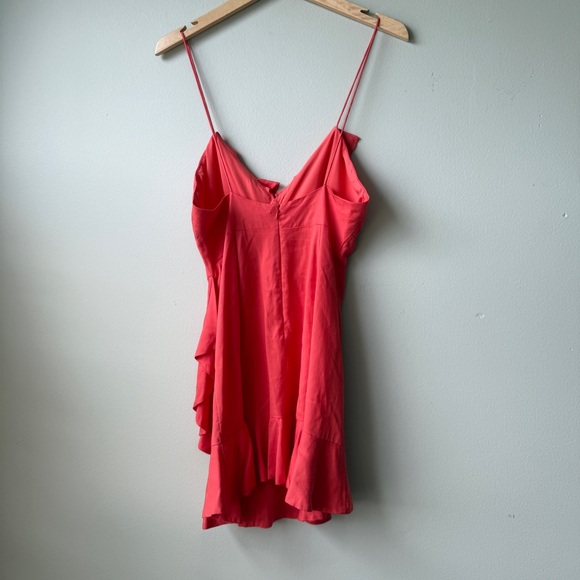 NBD “If I Were You” 100% Silk Ruffle Mini Dress in Poppy Small - Picture 4 of 5